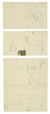 (CALIFORNIA.) [Beutler, John B.] Five original sketches of early Chinese immigrants in San Francisco.